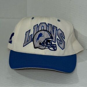 Vintage Detroit Lions 90s Snapback Hat Nfl Embroidered Spellout Barry Sanders